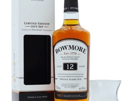 Bowmore 12 Year Old Malt Whisky & Glass Set, 70 cl For Discount