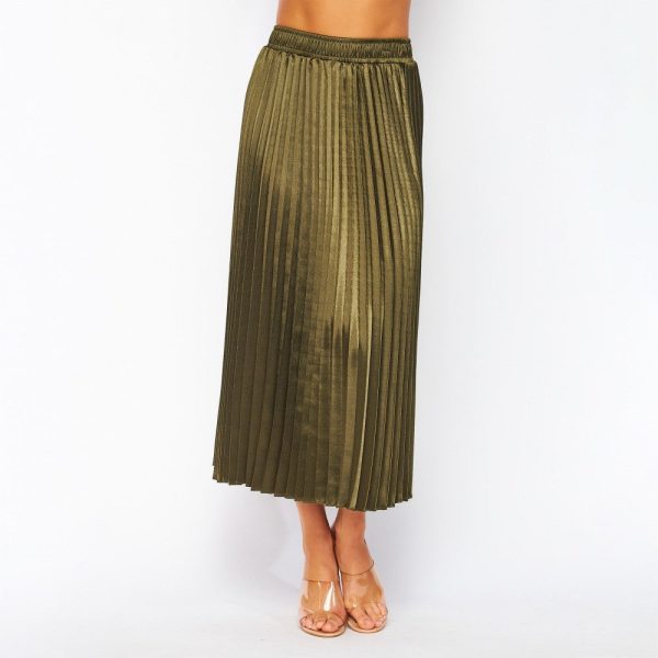 Olive Pleated Skirt Online