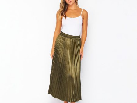 Olive Pleated Skirt Online