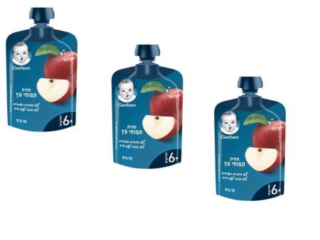 3x Gerber Pouches Apple Puree Baby Food Kosher +6 months 90g Online Hot Sale