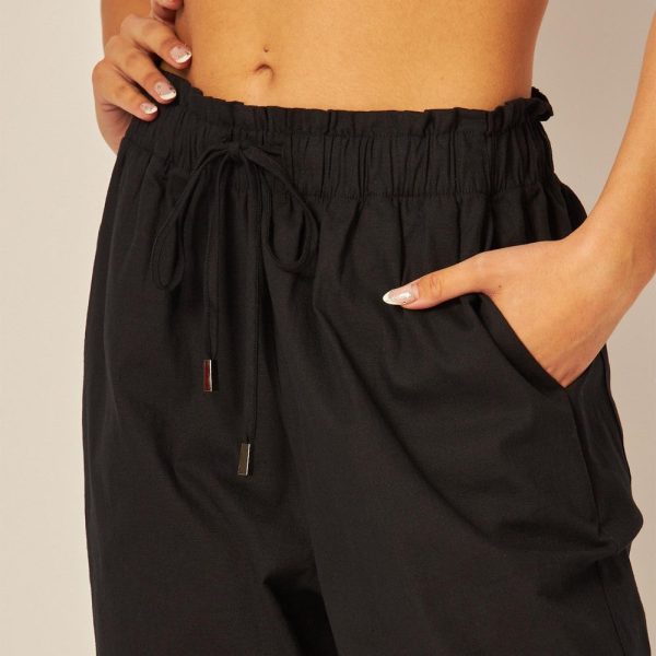 Black High Waisted Straight Leg Pants Sale