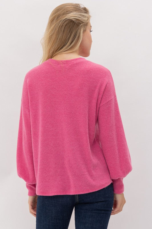 Long Puff Sleeves Pink Discount