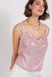 Pink Sequin Cowl Neck Top on Sale