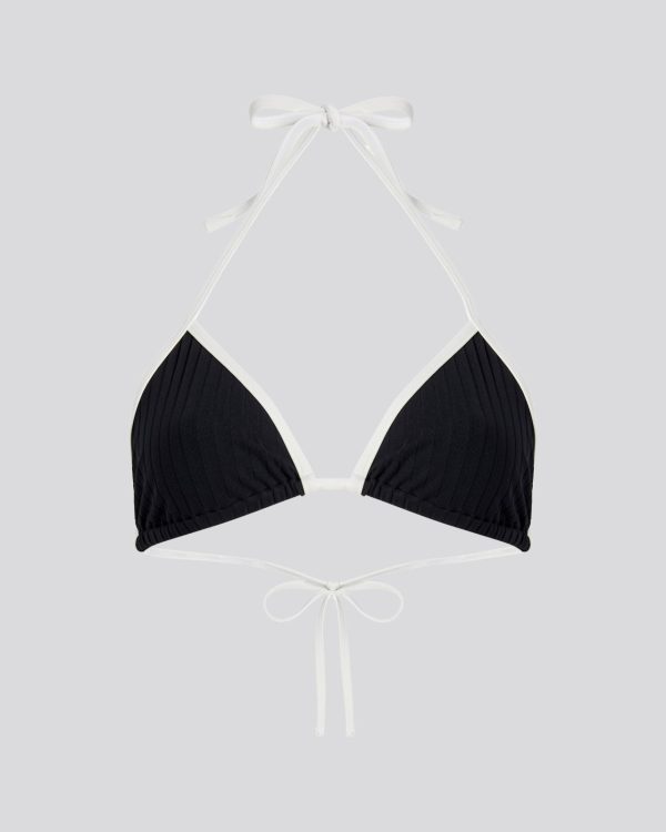 Iris Ribbed Bikini Top Noir   Optic White Online now