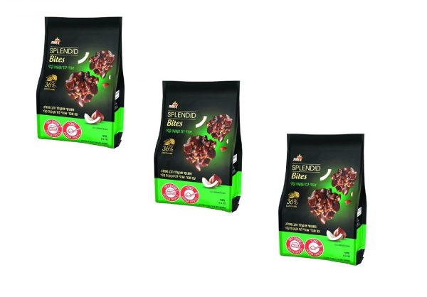 3x Splendid Bites Chocolate Coconut & Hazelnuts Snack Kosher By Elite Israel 105g on Sale