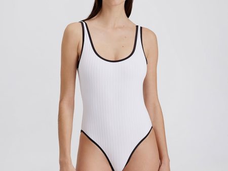 Anne-Marie Ribbed One Piece Optic White   Noir Online now