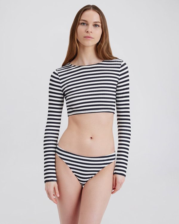 Nola Ribbed Rashguard Noir Optic White Stripe Online Sale