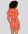 Eyelet Cropped Cabana Shirt Hot Coral Hot on Sale