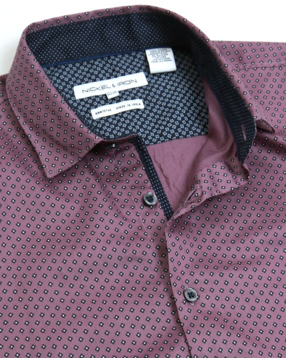 Geo Print Shirt Berry Pink Hot on Sale