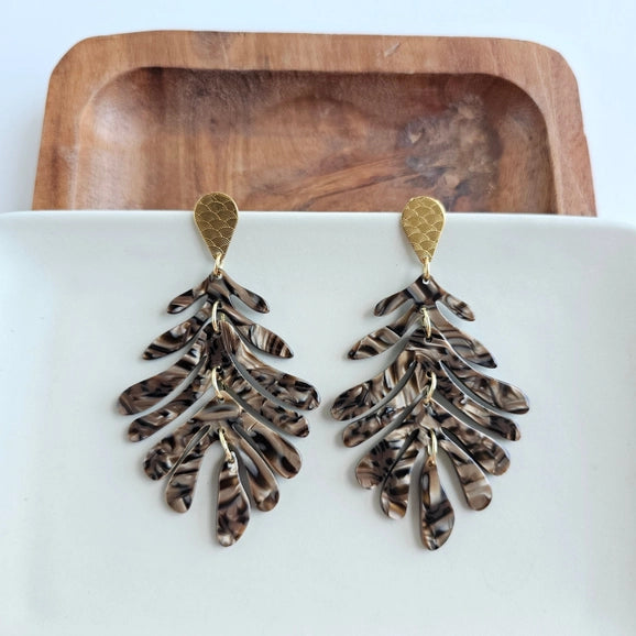 Glam Palm Earrings Brown Online Hot Sale