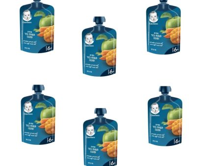 6x Gerber Pouches Apple Mango Carrot Puree Kosher +6 months 90g Fashion