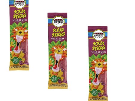 3x Paskesz Sour Sticks Cherry Sweets Gummy Candies Kosher Weight 50g Hot on Sale