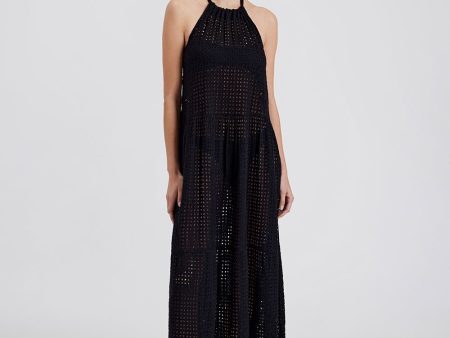 Kai Dress Leaf Eyelet Noir Cheap