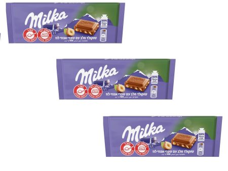 3x Milka Milk Chocolate with Hazelnuts Snack Bar Kosher Dairy  100g Online Hot Sale