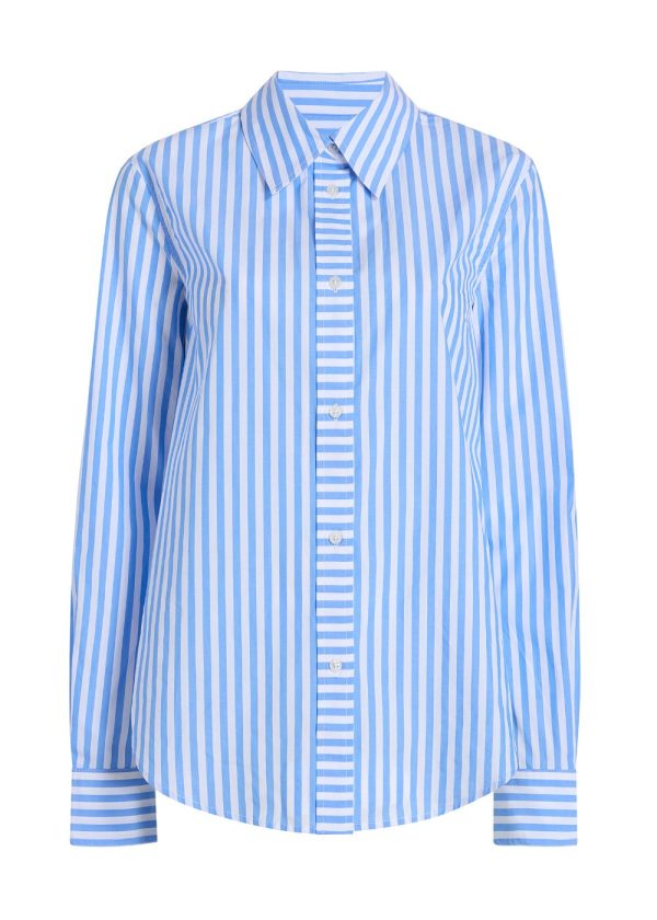 Lauren Button Down Shirt Blue and White Stripe Supply