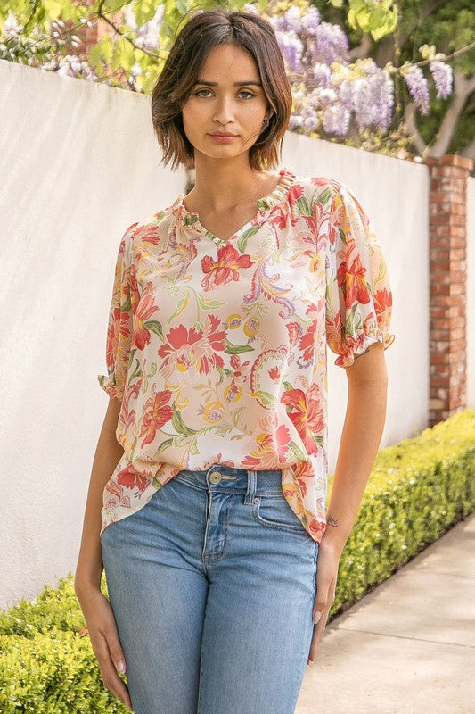 Serena Floral Top For Discount