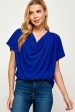 Cobalt Blue Cowl Neck Top on Sale