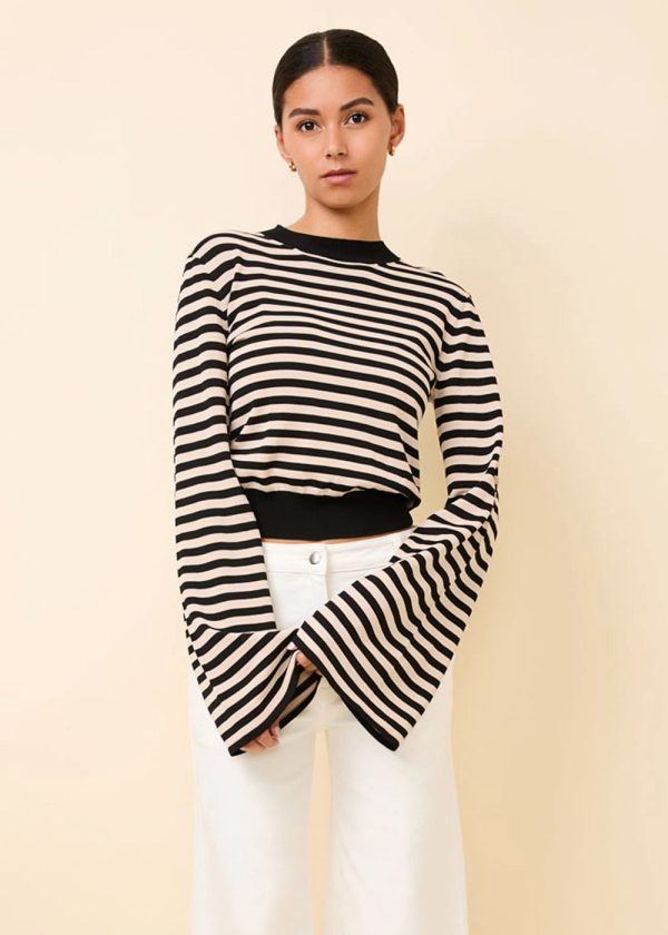 Babetta Sweater Noir Khaki Stripe Online Hot Sale