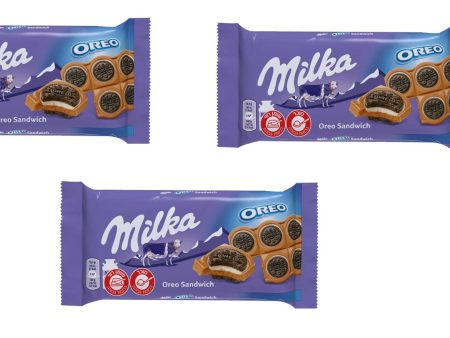 3x Milka Oreo Sandwich Original Chocolate Bar Kosher Dairy  92g on Sale