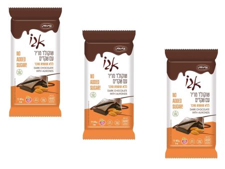 3 X Dark Chocolate & Almonds Kosher Without Added Sugar Ego Israel 3X85g Supply