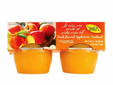 4x Tomer Apple & Peach Sauce Sweetened Puree Kosher Food 113g Fashion