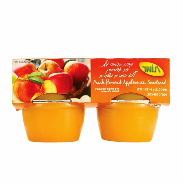 4x Tomer Apple & Peach Sauce Sweetened Puree Kosher Food 113g Fashion