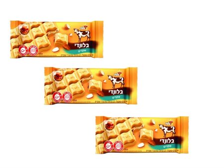 3 X Blond Chocolate Bar with Almonds Crackles Kosher By Elite Israel 3X100g on Sale