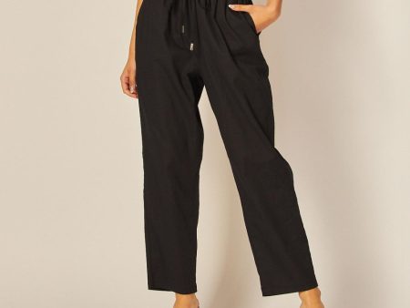 Black High Waisted Straight Leg Pants Sale