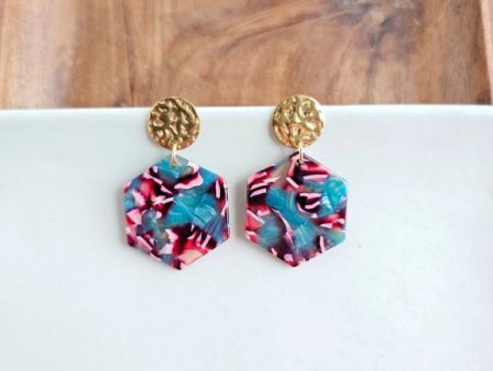 Roxy Magenta Teal Earrings Online