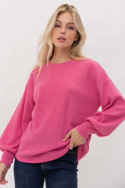 Long Puff Sleeves Pink Discount