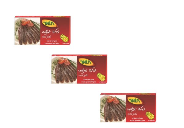 3X Flat Anchovy fillets In Vegetable Oil Kosher Certified  By Tomer 45g For Cheap