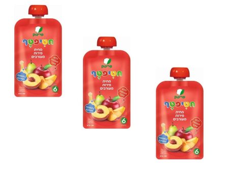 3x Pouches Mix Fruits Puree Prinuk Baby Food Kosher +6 months 120g Discount