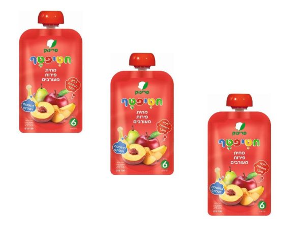 3x Pouches Mix Fruits Puree Prinuk Baby Food Kosher +6 months 120g Discount