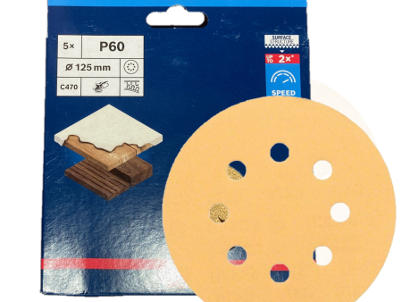 5 Fogli abrasivi per levigatrici rotoorbitali diametro 125 gr. P60 BOSCH C470 For Cheap