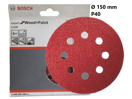 5 Fogli abrasivi per levigatrici rotoorbitali diam. 150 gr. 40-60-80-120-180-240 BOSCH Hot on Sale